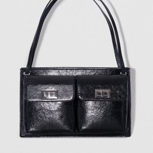 By Far Billy Tote Creased Leather Shoulder Bag