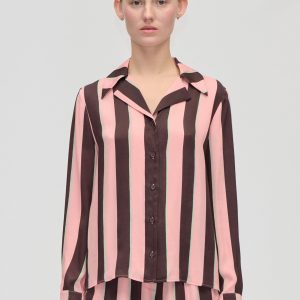 Stine Goya Wide Point Collar Shirt - Rosewood Mint Stripes