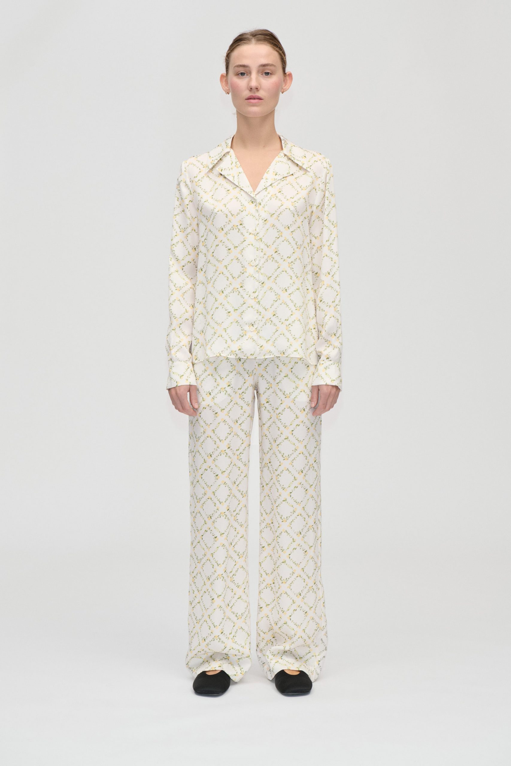 Stine Goya Elasticated Long Pants - Sakura Check Yellow