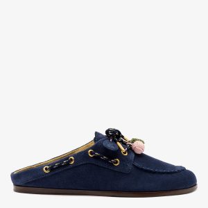 Larroudé Cyprus Mule Indigo Suede