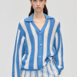 Stine Goya Knit Collar Cardigan - Baseball Stripes