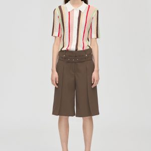 Stine Goya Belted Tailored Bermuda - Chicory Coffee