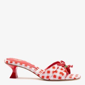 Larroudé Bardot Mule Scarlet Printed Fabric