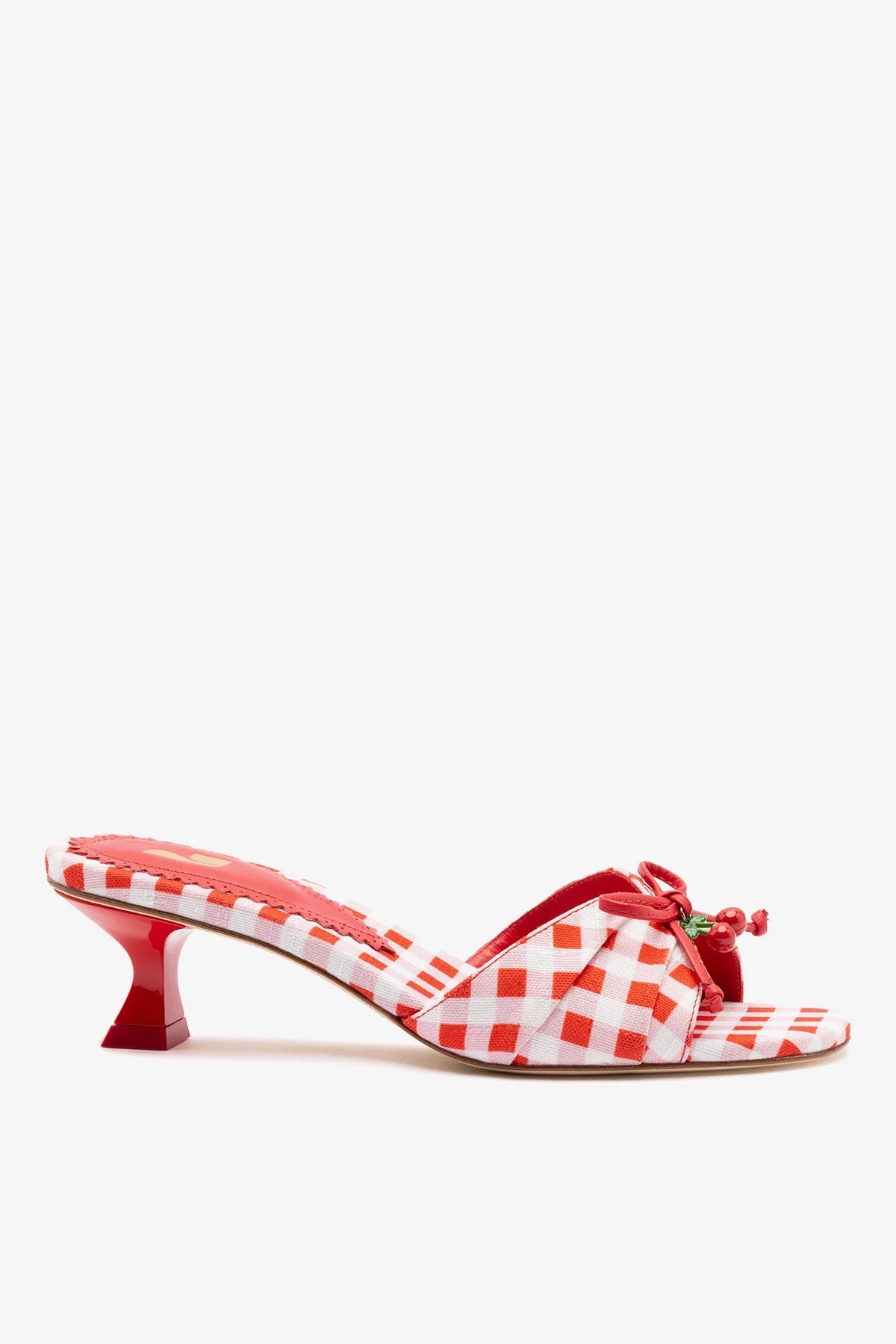 Larroudé Bardot Mule Scarlet Printed Fabric