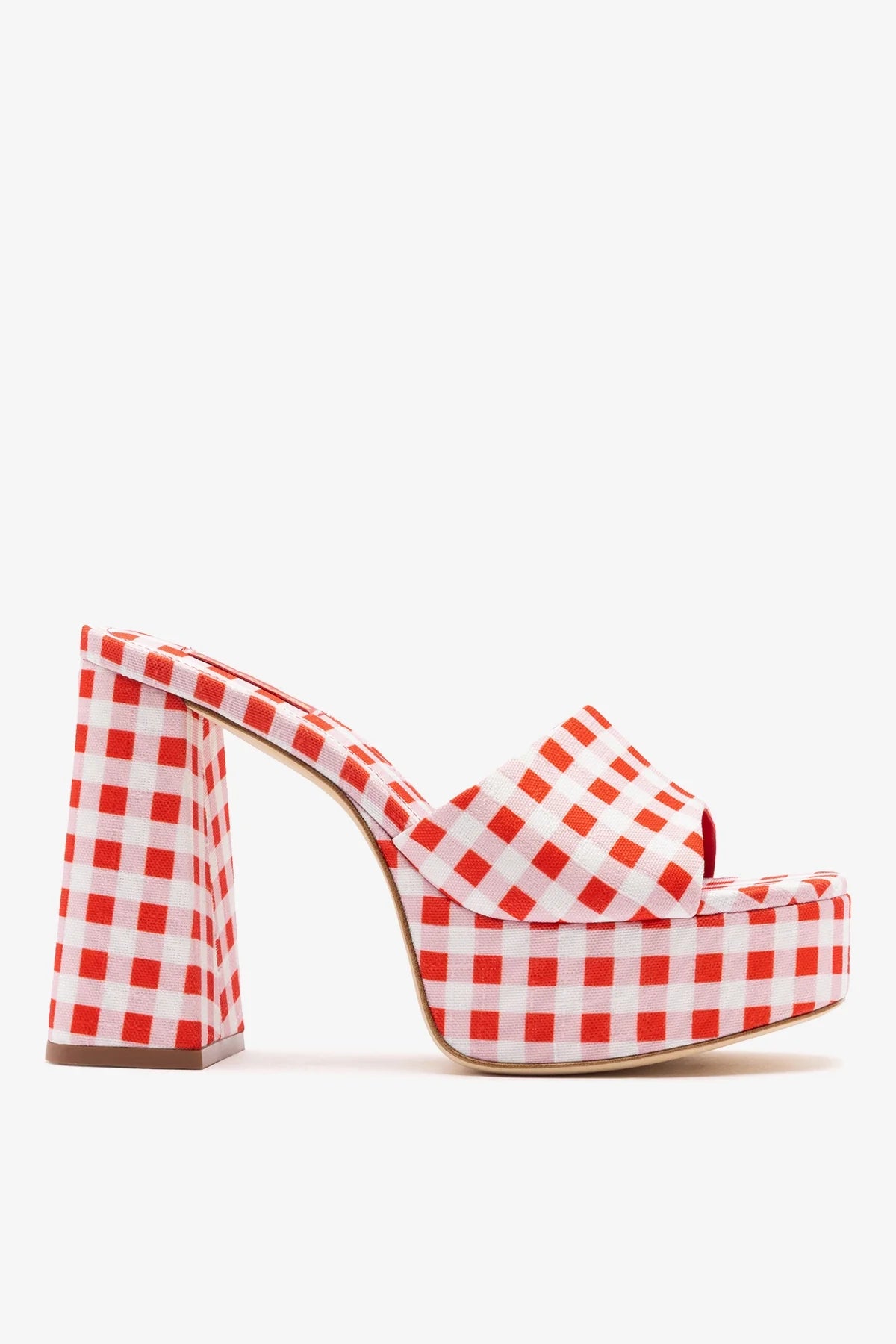 Larroudé Dolly Platform Mule Scarlet Printed Fabric
