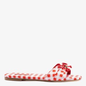 Larroudé Bardot Flat Scarlet Printed Fabric
