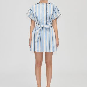 Stine Goya Workwear Short Dress - Lightwave Stripes