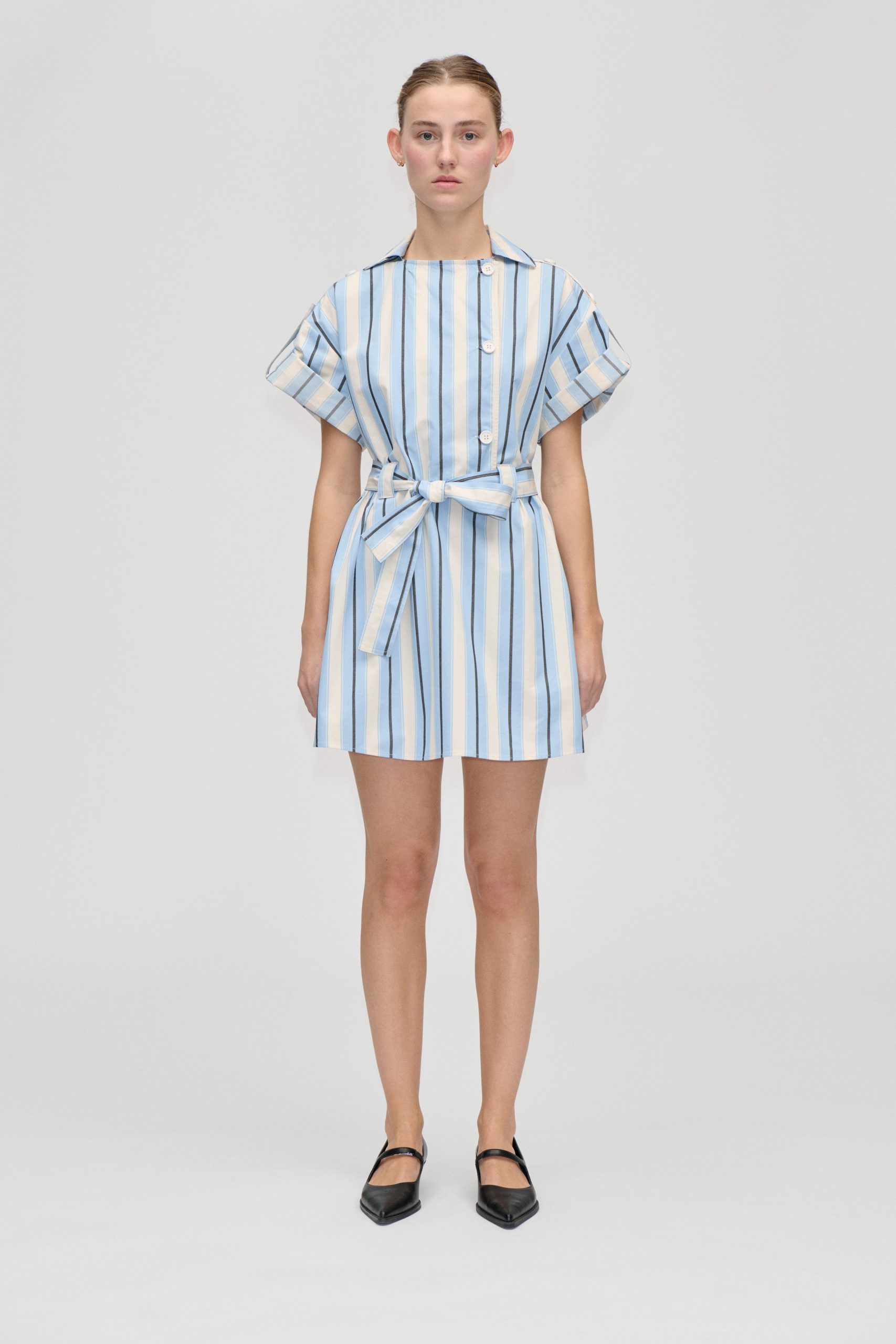 Stine Goya Workwear Short Dress - Lightwave Stripes