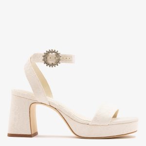 Larroudé x Markarian: Dolly Low Sandal White Lace