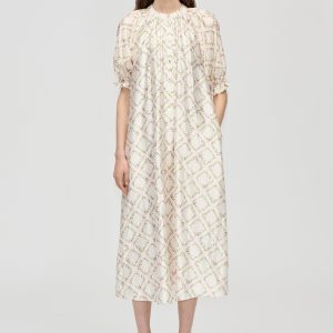 Stine Goya Front Placket Long Dress - Sakura Check Pink