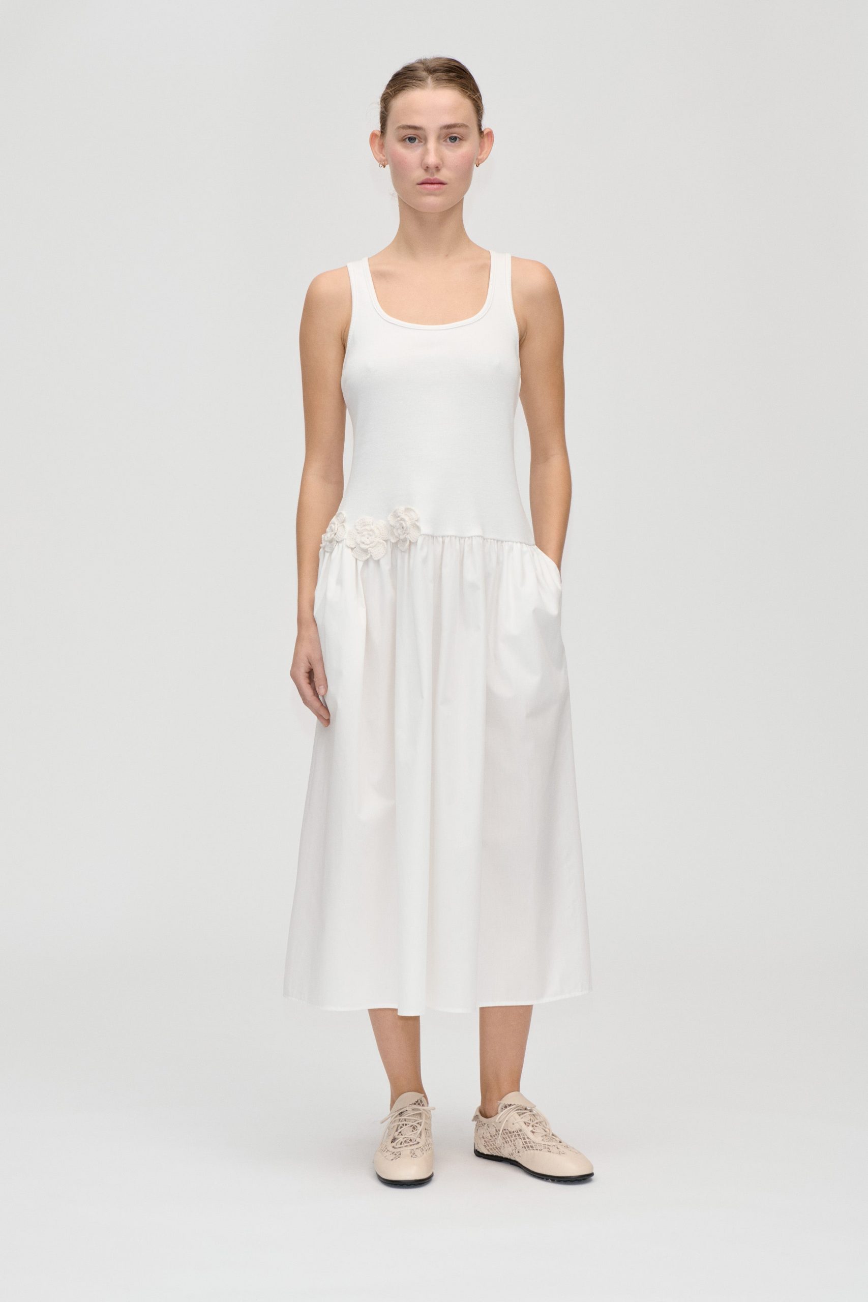 Stine Goya Casual Tank Midi Dress - Off White