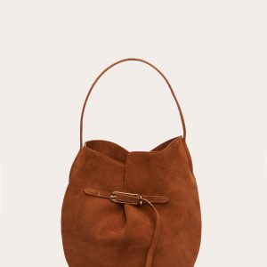 Little Liffner Belted Bucket Bag Large Saddle Brown Suede