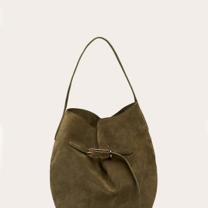 Little Liffner Belted Bucket Bag Large Sage Suede