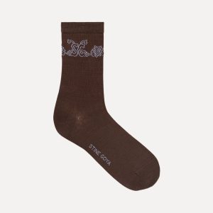 Stine Goya Short Socks - Rose intarsia
