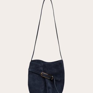 Little Liffner Belted Bucket Bag Navy Suede
