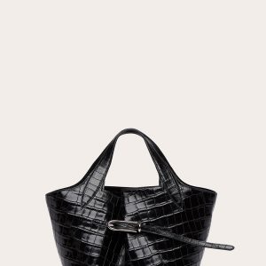 Little Liffner Belted Tote Mini Black Croc