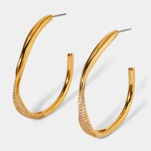 Nadri ALMA LARGE RIBBON C HOOP EARRINGS