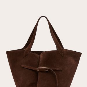 Little Liffner Belted Tote Dark Brown Suede