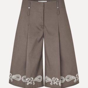 Stine Goya Pleated Eyelet Bermuda - Cherries On A Paisley