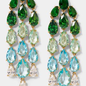 Nadri PALM SPRINGS GREEN BLUE CHANDELIER EARRINGS
