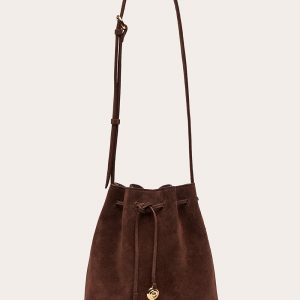 Little Liffner Charm Bucket Small Dark Brown Suede