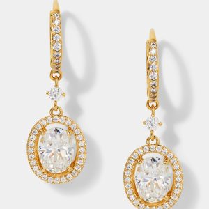Nadri RADIANT OVAL HALO CZ LEVERBACK EARRINGS