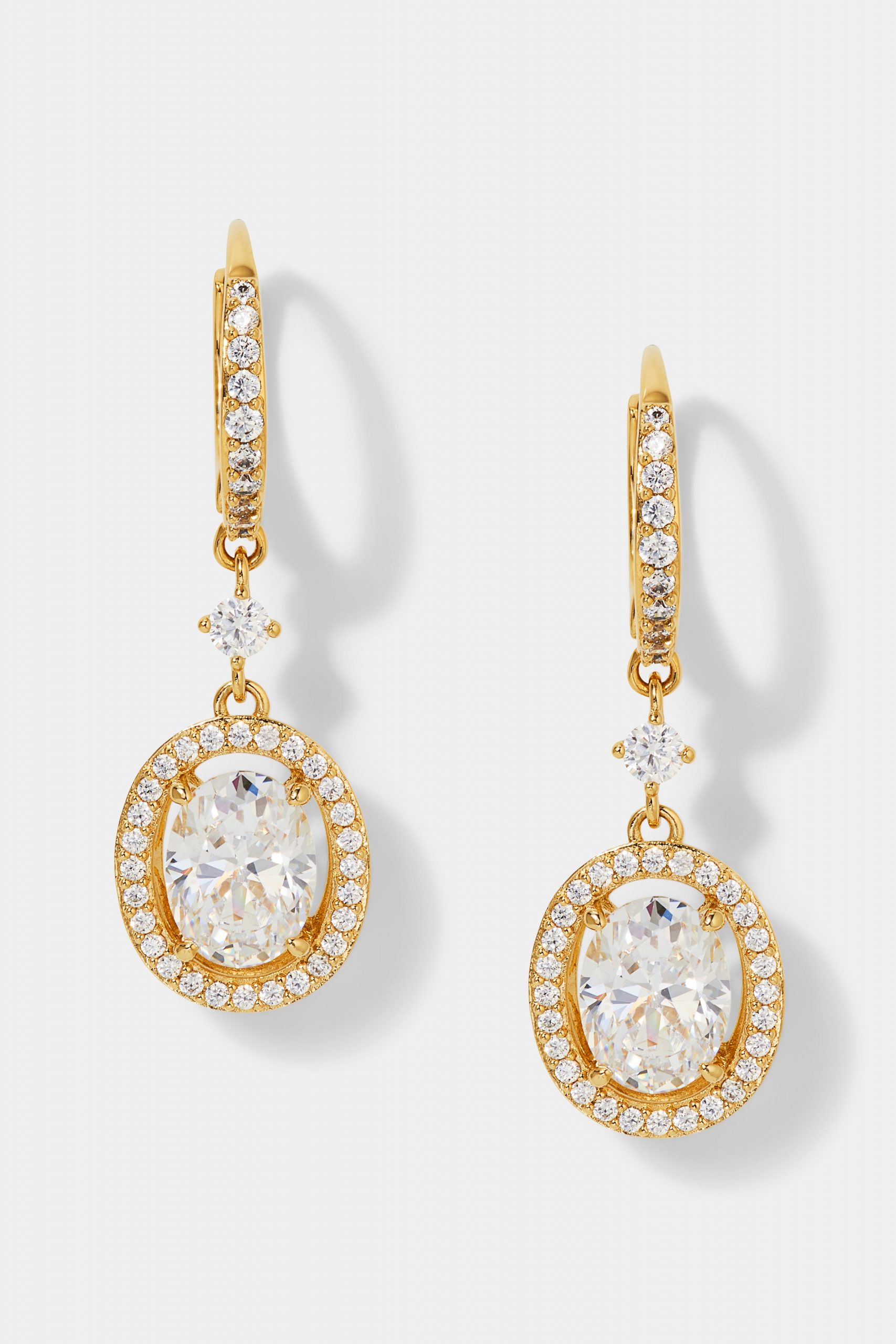 Nadri RADIANT OVAL HALO CZ LEVERBACK EARRINGS