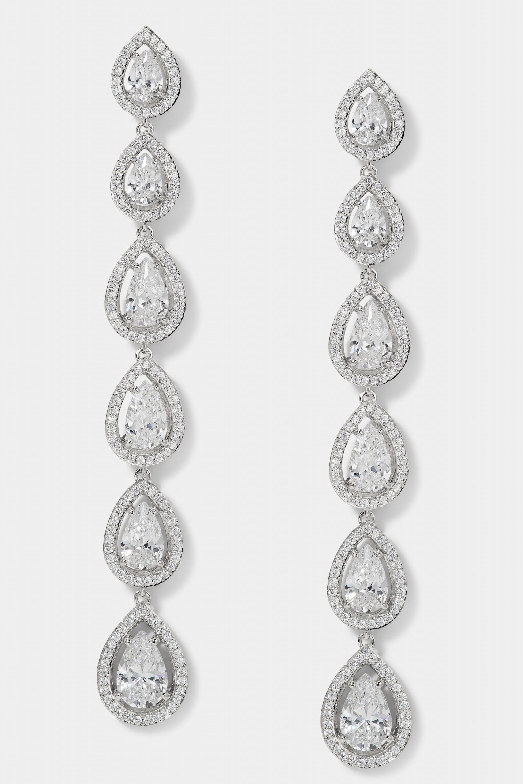 Nadri RADIANT LONG PEAR CZ LINEAR EARRINGS