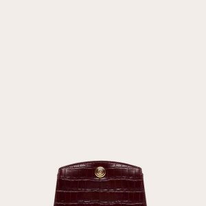 Little Liffner Pushlock Clutch Burgundy Croc