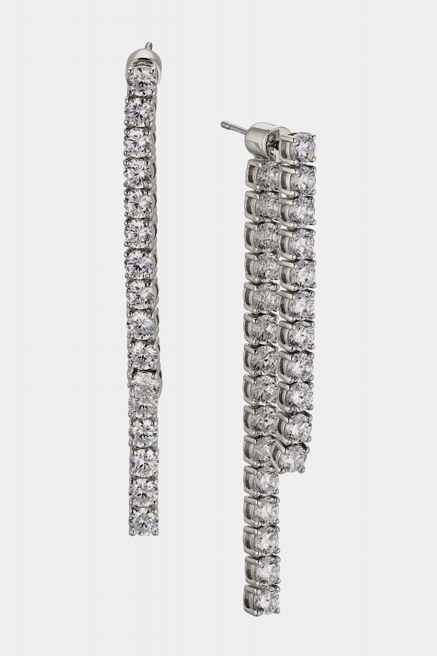 Nadri PERFECT TENNIS 3MM CZ FRONT BACK LINEAR EARRINGS