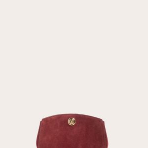 Little Liffner Pushlock Clutch Maroon Suede
