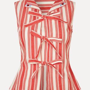 Stine Goya Tie Front Vest - Scarlet Trot