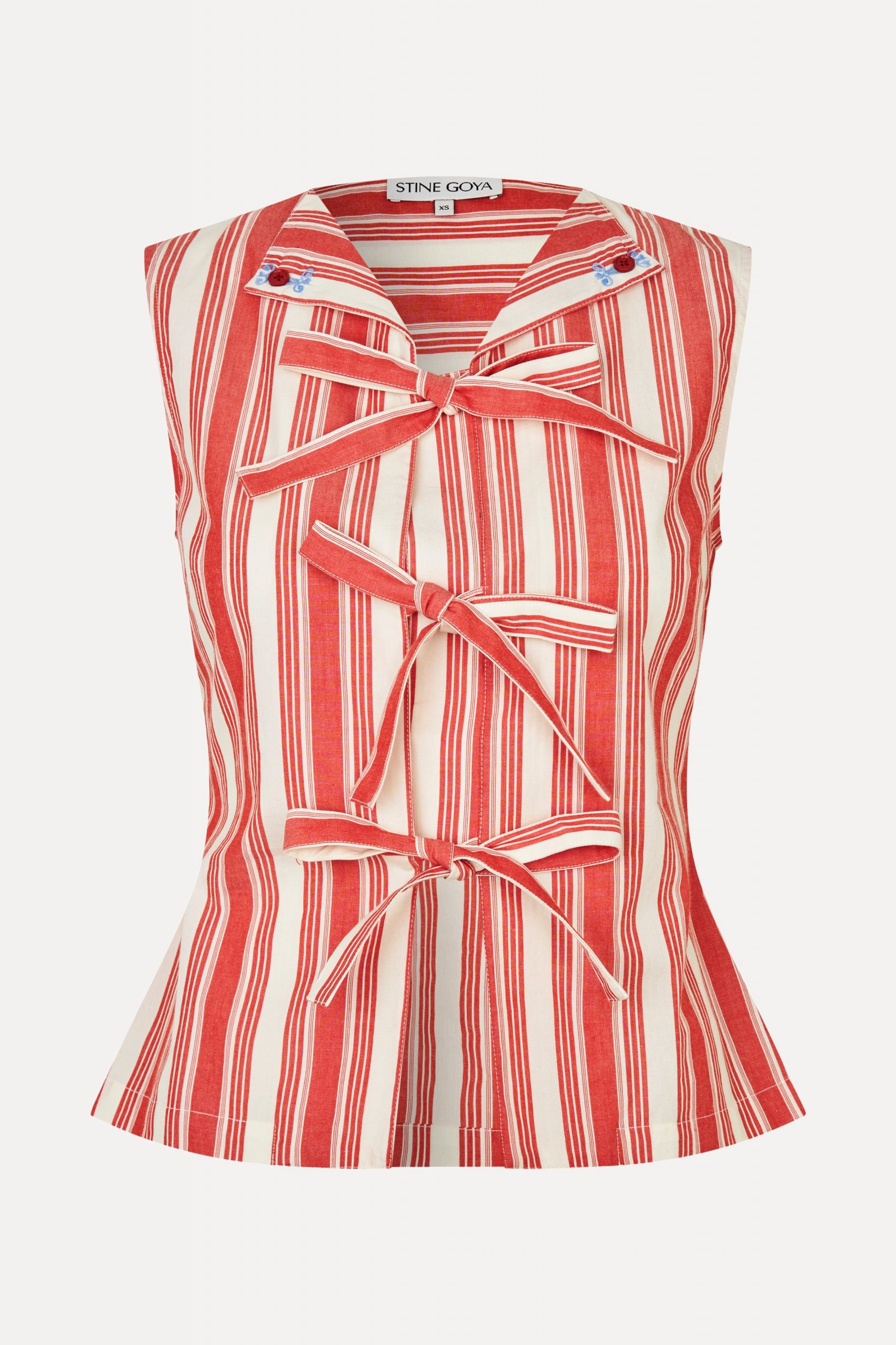 Stine Goya Tie Front Vest - Scarlet Trot
