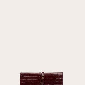 Little Liffner Belted Clutch Burgundy Croc