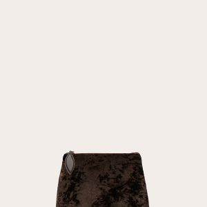 Little Liffner Zip Clutch Brown Velvet