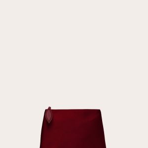 Little Liffner Zip Clutch Burgundy Satin