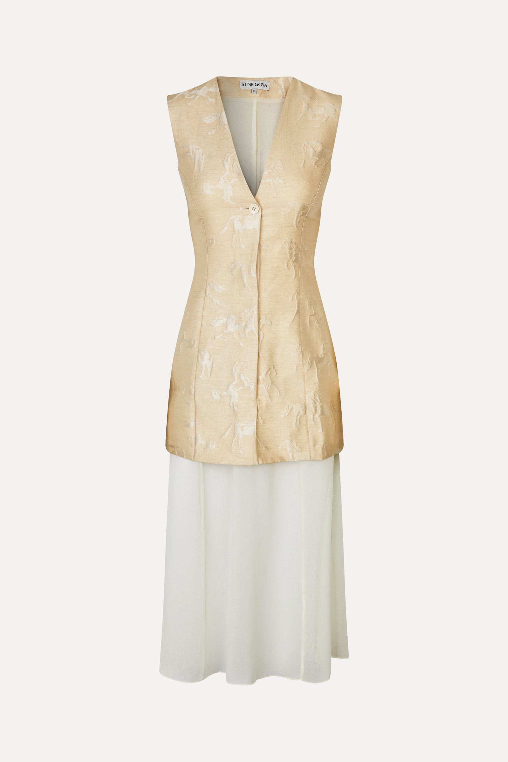 Stine Goya Waistcoat Tailored Midi Dress - Porcelain Cream