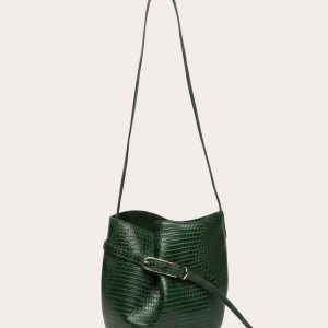 Little Liffner Belted Bucket Bag Emerald Lizard