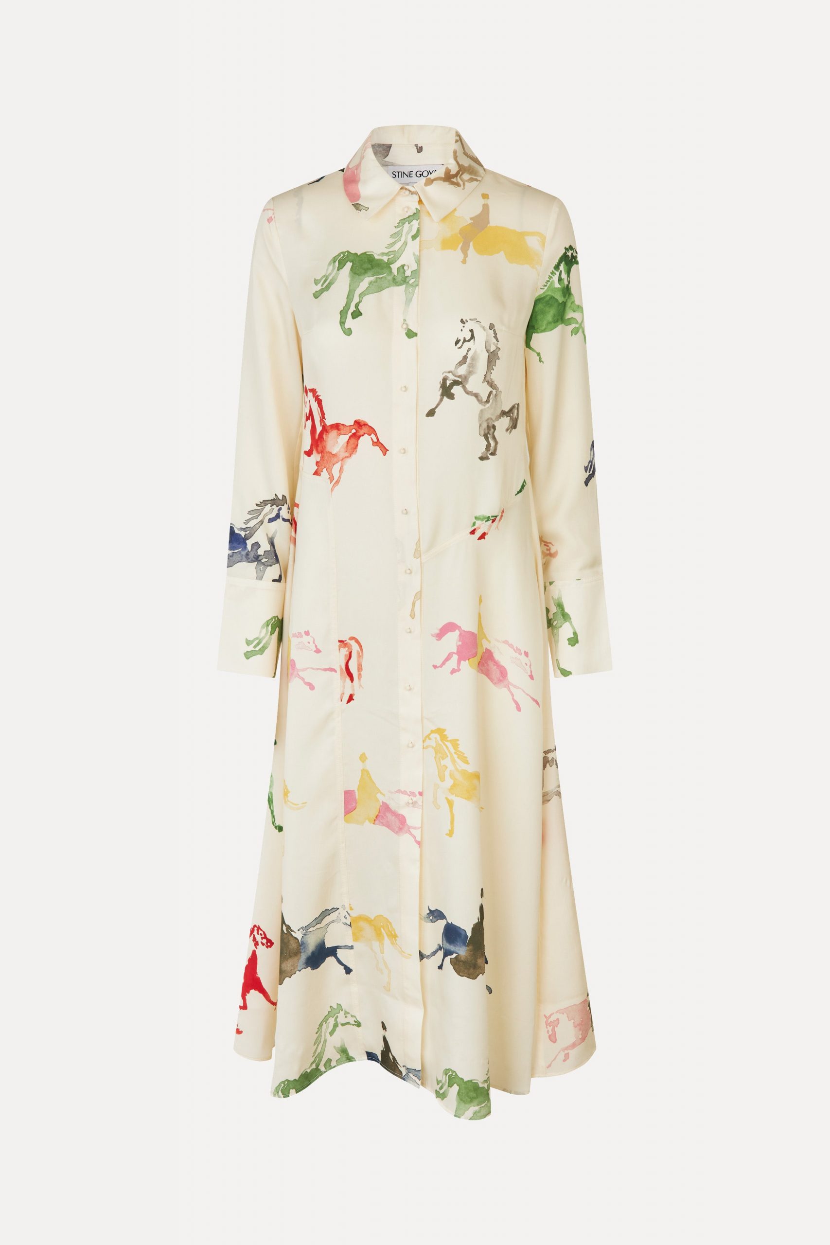 Stine Goya Front Placket Midi Polo Dress - Horses