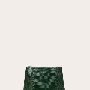 Little Liffner Zip Clutch Emerald Lizard