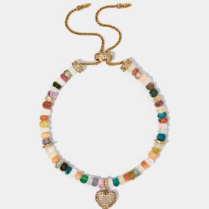 Nadri BEADS OF PARADISE HEART MULTI BOLO BRACELET