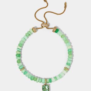 Nadri BEADS OF PARADISE GREEN CUSHION CZ BOLO BRACELET