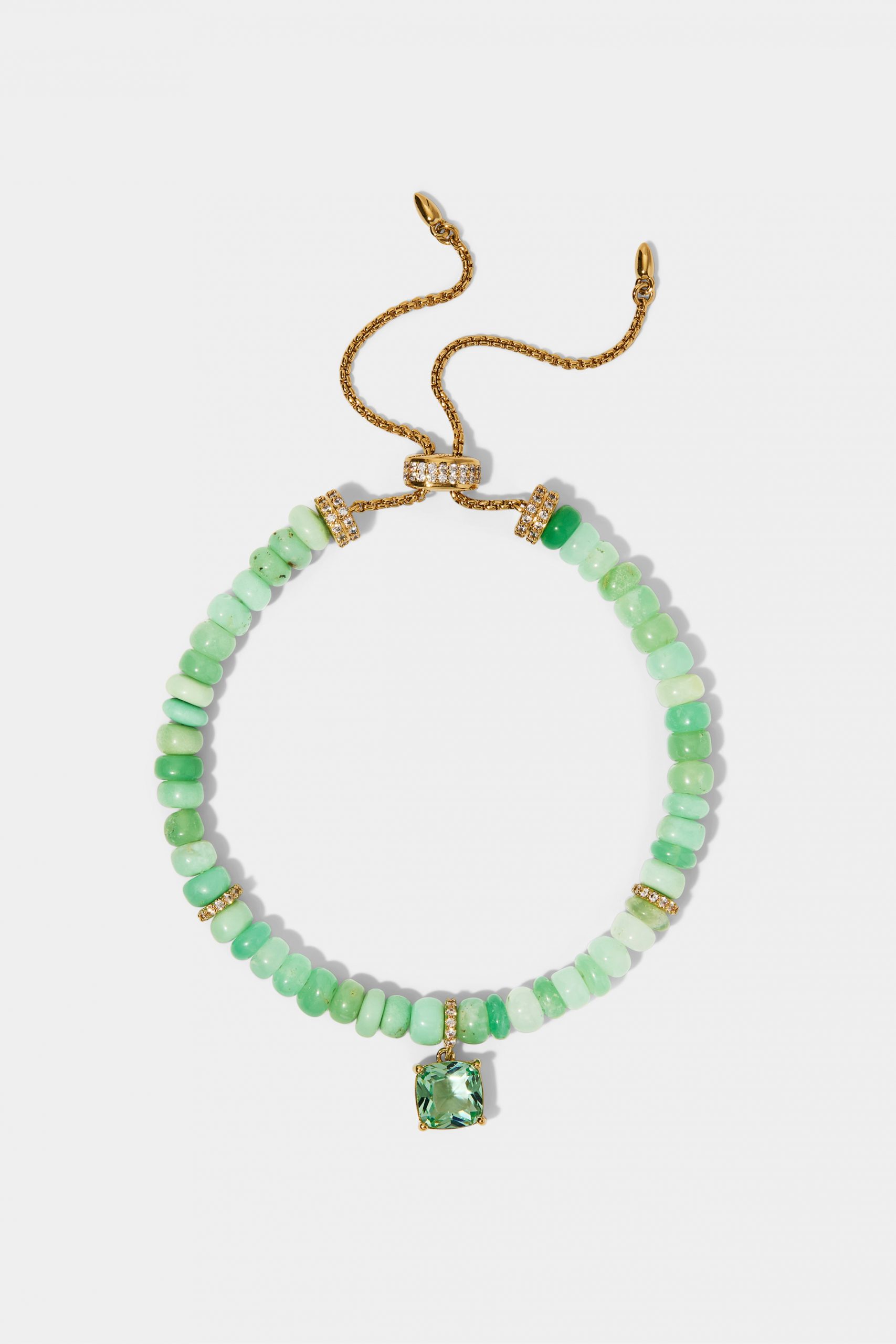 Nadri BEADS OF PARADISE GREEN CUSHION CZ BOLO BRACELET
