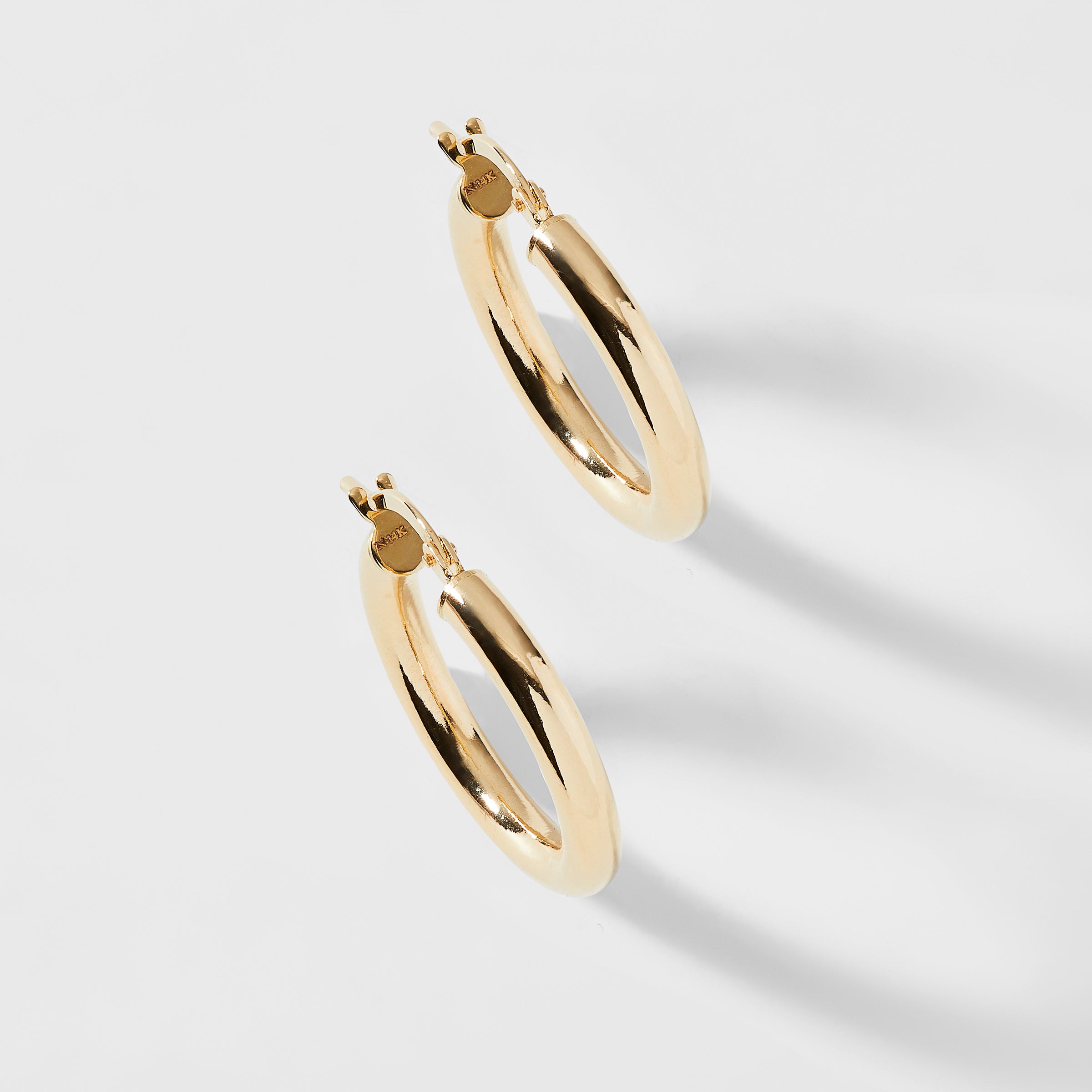 Nadri 14KT GOLD 21MM TUBE HOOP EARRINGS