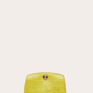 Little Liffner Pushlock Clutch Chartreuse Croc