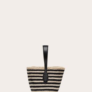 Little Liffner Single Handle Basket Black and Cream