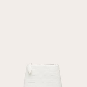 Little Liffner Zip Clutch White Croc