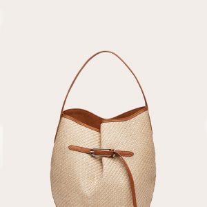 Little Liffner Belted Bucket Bag Large Beige Raffia