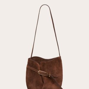 Little Liffner Belted Bucket Bag Dark Brown Suede