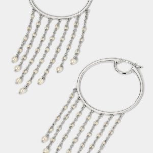 Nadri AJOA OCEAN BUBBLE PEARL FRINGE HOOP EARRINGS